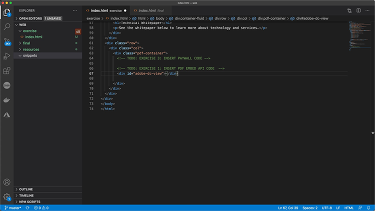 Screenshot of where to copy code