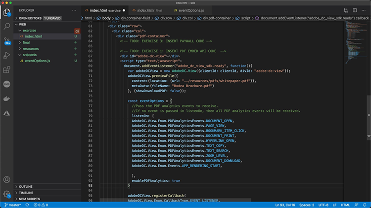 Screenshot of where to paste code