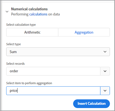 Screenshot of the Document Generation Tagger Numerical calculations