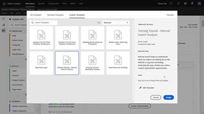 Training Tutorial Template in Analysis Workspace