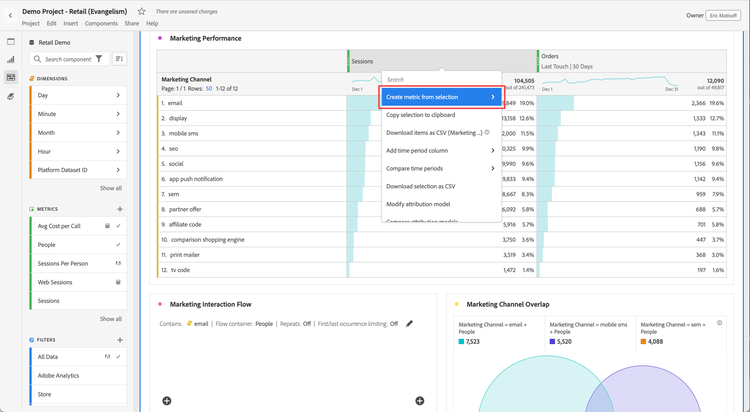 Workspace panel highlighting Create from selection