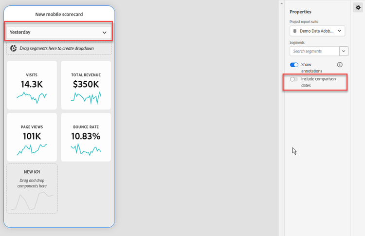 Deselected comparison date setting