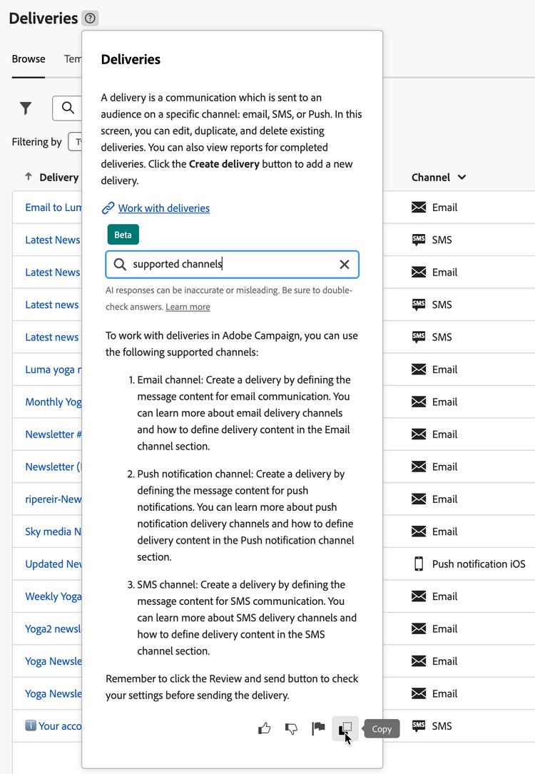 Contextual Help copy an answer