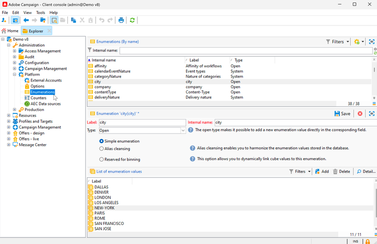 Access enumerations