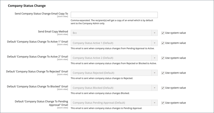 Customers configuration - company status change