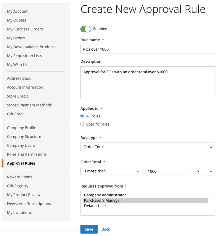 Order Total Approval Rule