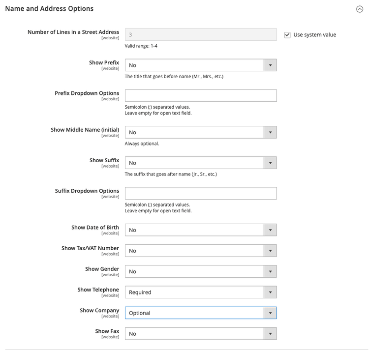 Name and Address Options - Open Source