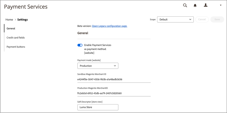 General settings