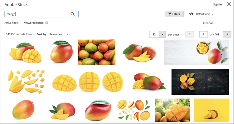 Adobe Stock Search Results for the "mango" keyword