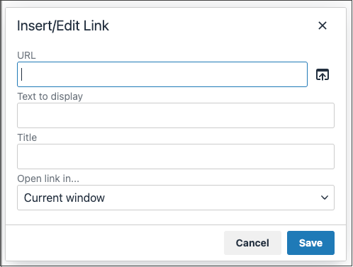 Editor - Insert link dialog