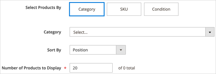 Product selection by category