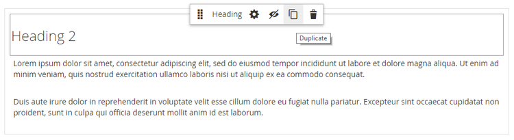 Duplicating a heading container