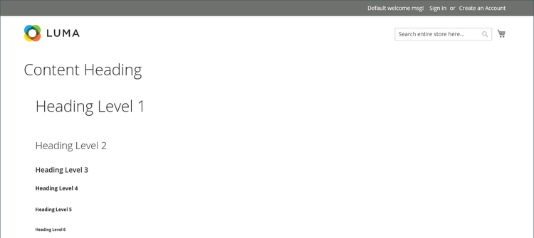 Content Heading and heading Levels on the storefront