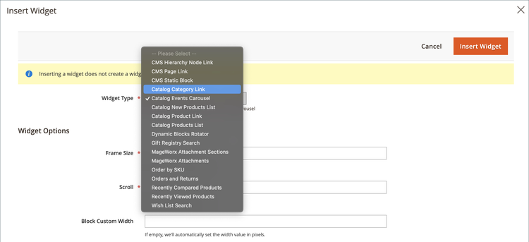 Example of inserting widget on the slide