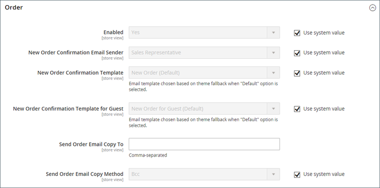 Sales configuration - sales emails