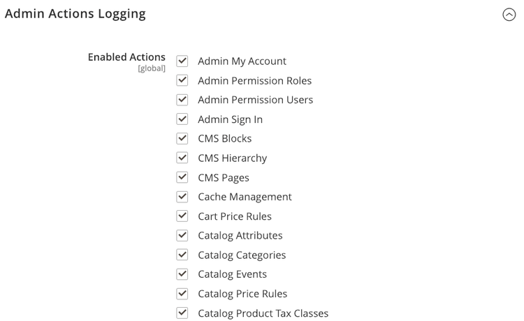 Advanced configuration - admin actions logging