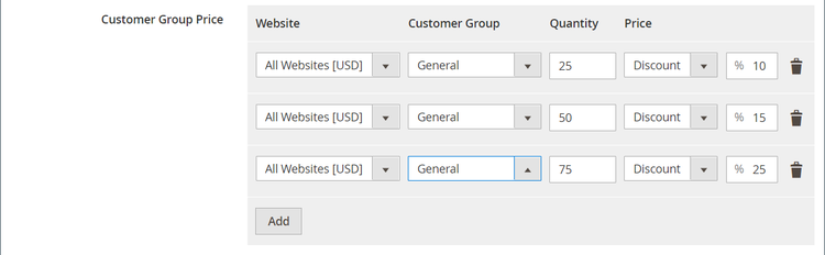 Product tiered pricing