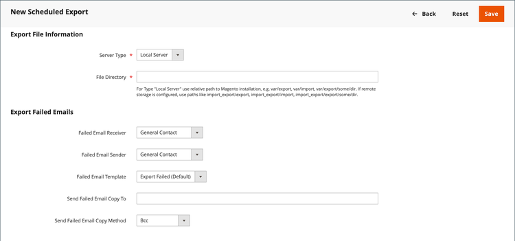 Scheduled export file information