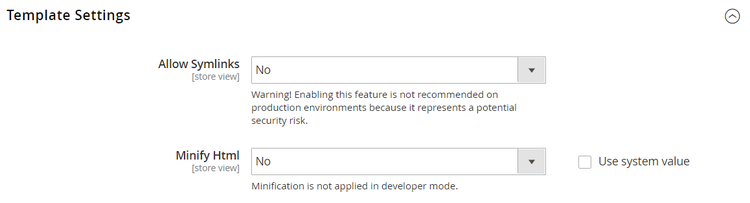 Advanced configuration - template settings