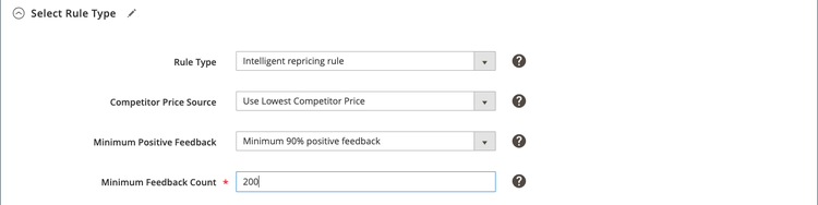 Intelligent repricing rule - select rule type