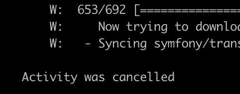 Activity cancelled in terminal