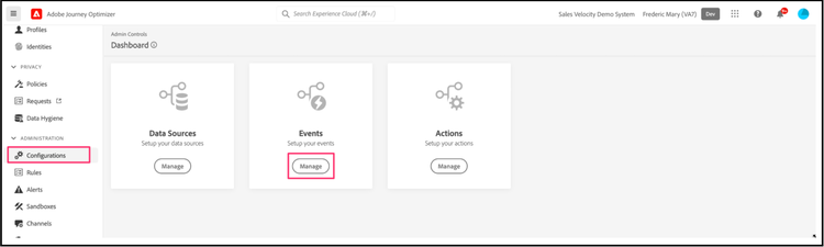 Journey Optimizer Event Configuration