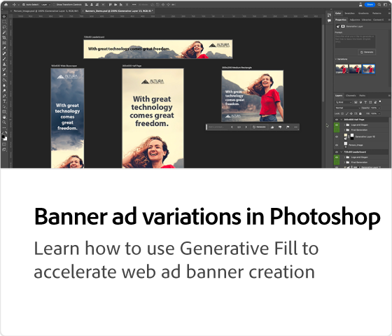 Banner ad variations in Photoshop