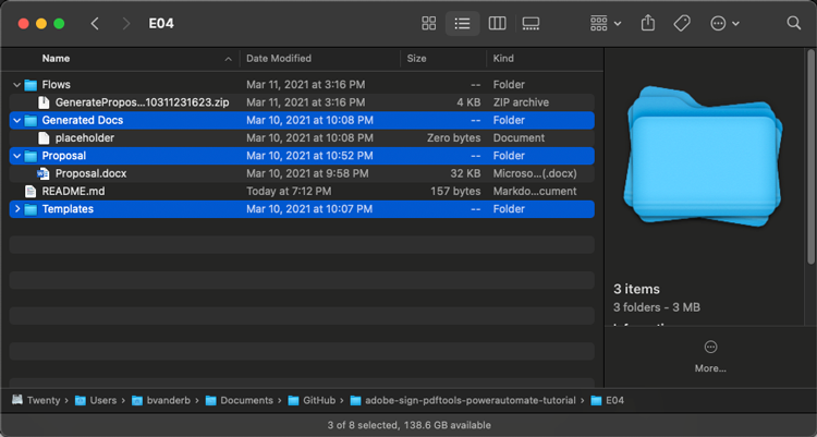 Screenshot of importing folders