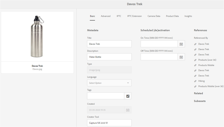 Basic tab of asset Properties, where asset type cannot be changed