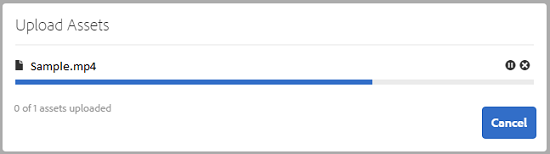 Upload assets progress bar