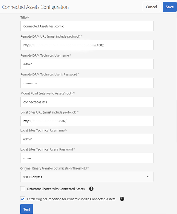 A typical configuration for Connected Assets functionality