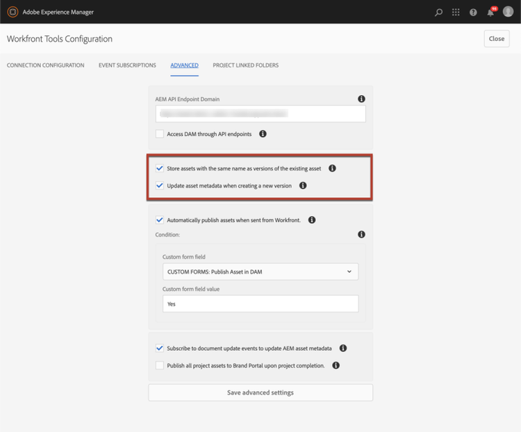 configure asset versioning