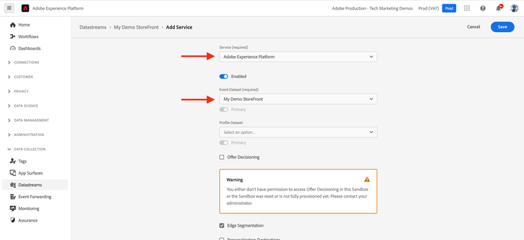 AEP Datastreams Add Service Details