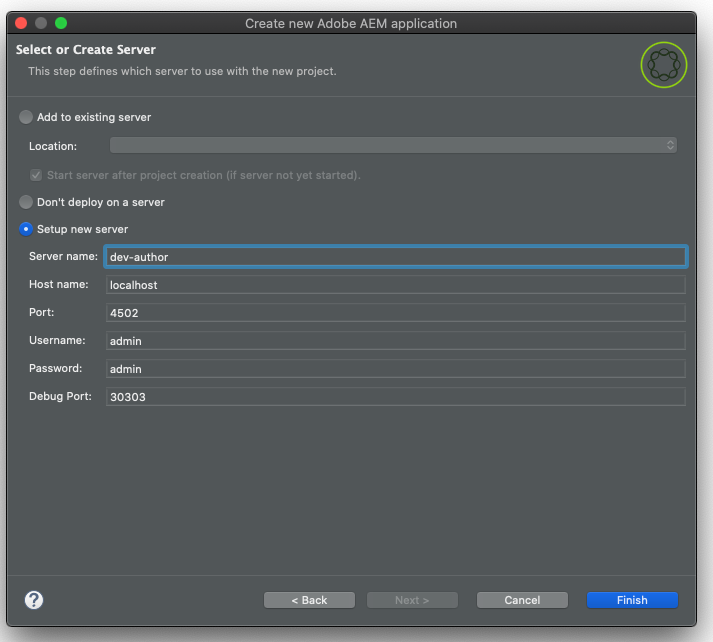 Connect to AEM server