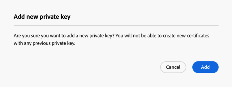 Confirm adding of new private key