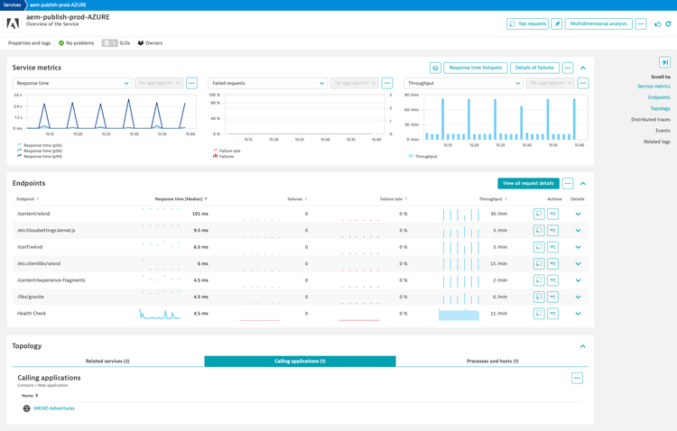 AEM author and publisher performance metrics