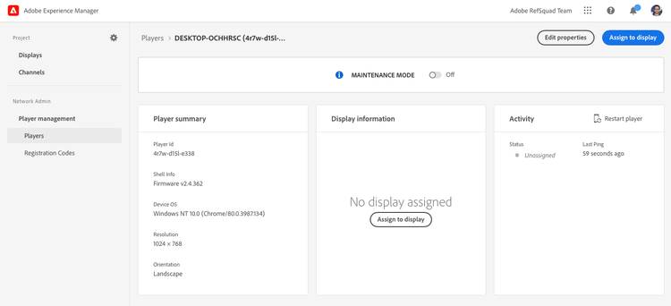 Assign player to display