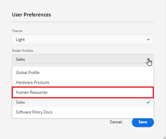 Select User Preferences