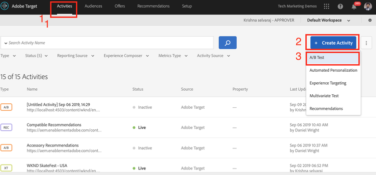 Adobe Target - Create Activity