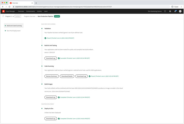 Cloud manage build pipeline