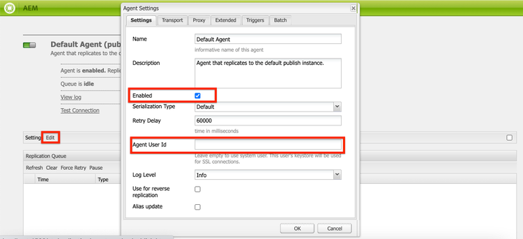 Replication Agent Configuration - Settings