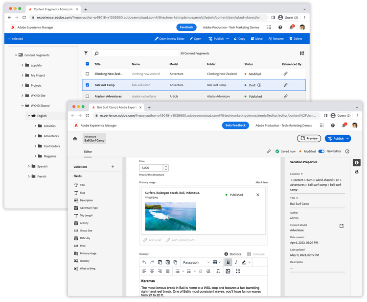 AEM Content Fragment Editor