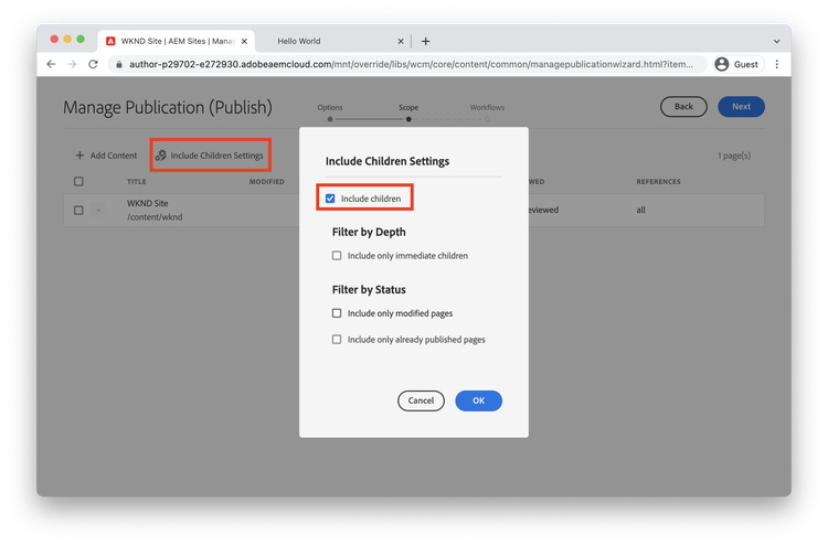 Update publish scope