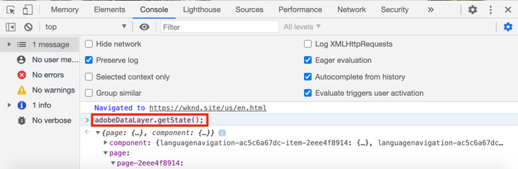 Adobe Data Layer Response