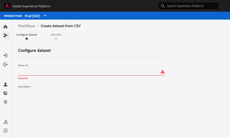 A close up of a required field that has not passed validation. The field appears in red and an error icon is present.