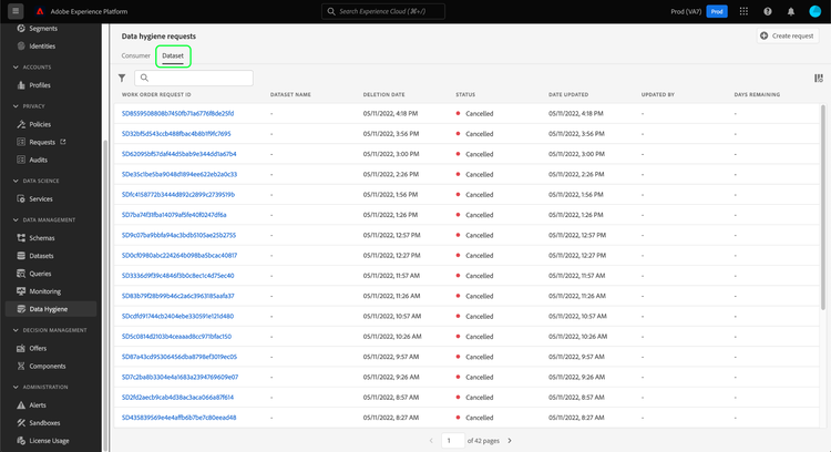 Image showing the Dataset tab