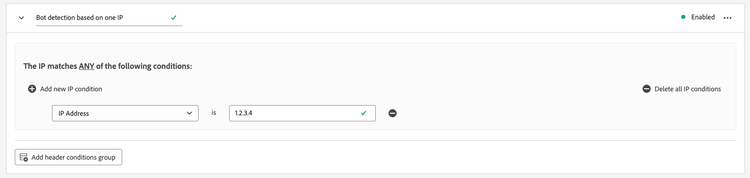 Bot detection rule based on one IP address.