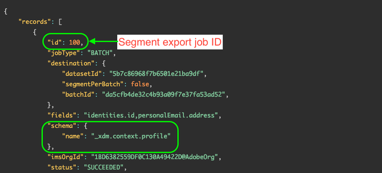 audience export job ID