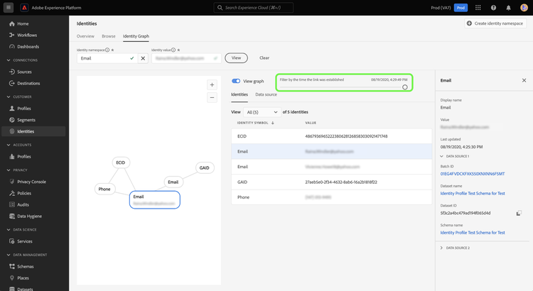 The graph viewer timestamp slider selected.