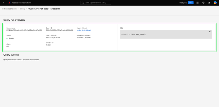 The run details screen with the overview section highlighted.